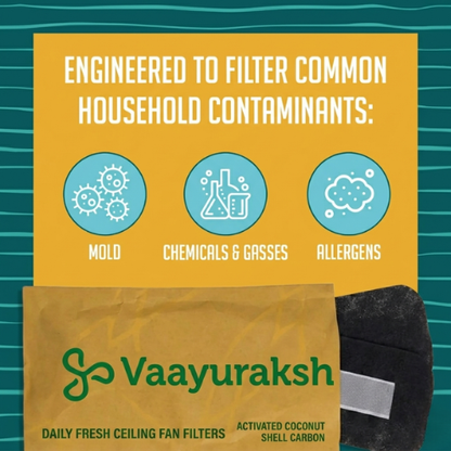 Vaayuraksh ceiling fan filter bag with black carbon shell filter pads